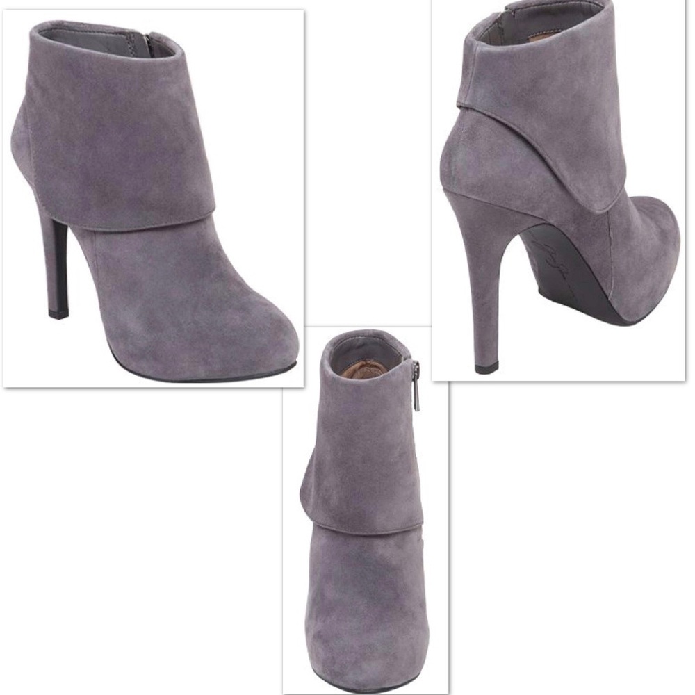 JESSICA SIMPSON ADDY GRAY LEATHER BOOTIE - Picture 4 of 7